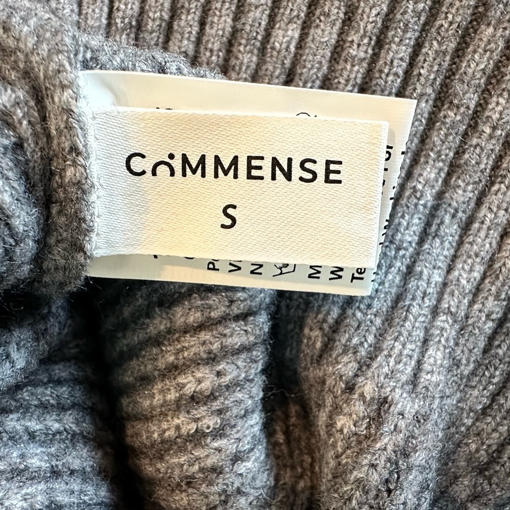 Commense Denim Panel Ribbed Lapel Patchwork Long … - image 7